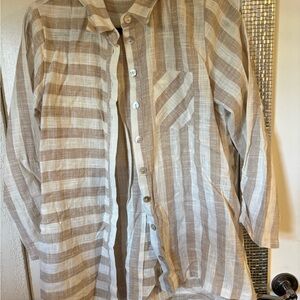 Soft Surroundings Beige and White Striped Top